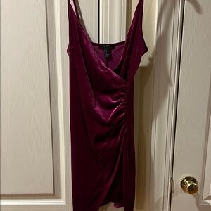 Forever 21 Velvet Ruched Mini Dress - Berry